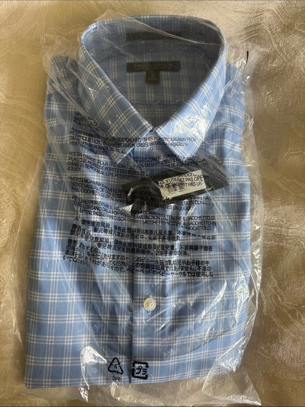 Banana Republic Light Blue Windowpane Dress Shirt